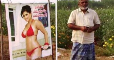 सन्नी लियोनीको पोस्टर खेतमा राख्दा एक किशान मालामाल